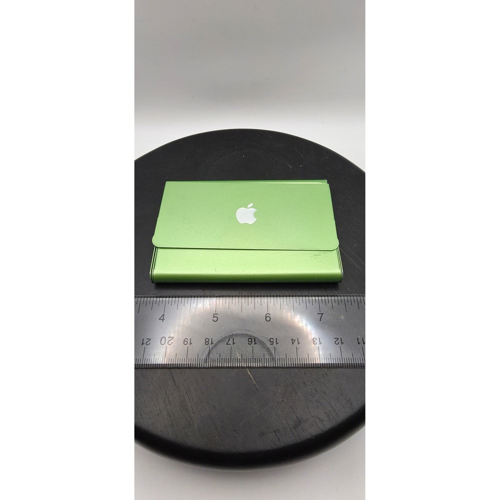 Apple Aluminum Business Card Holder Case Lime Green Anodized Logo Collectible